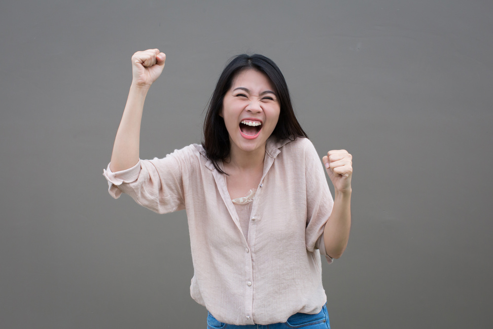 asian woman glad